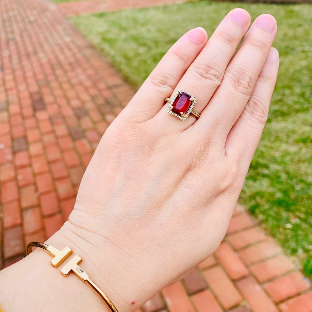 2.1ct Natural Rubelite Halo Ring